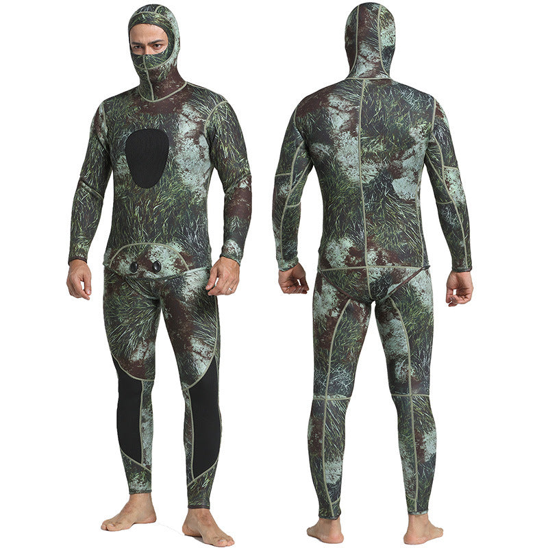 3MM Camouflage Neoprene Two Piece Wetsuit With Ho