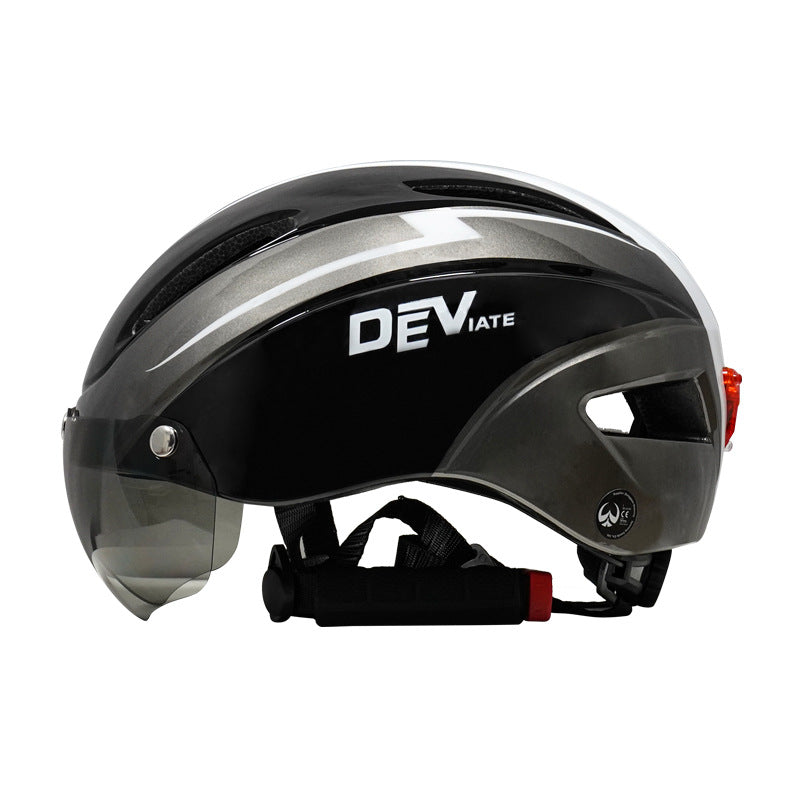 Bicycle Helmet With Goggles And Taillight