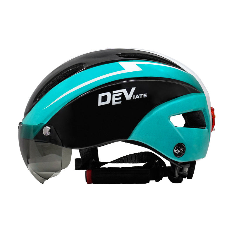 Bicycle Helmet With Goggles And Taillight