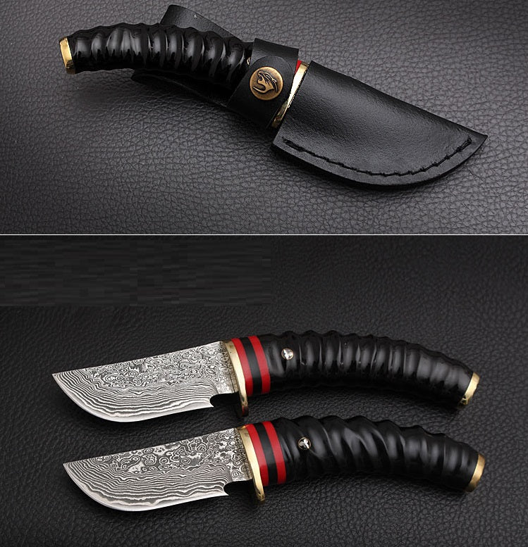 Hand Forged Damascus Steel Hunting Knife With Antler Handle