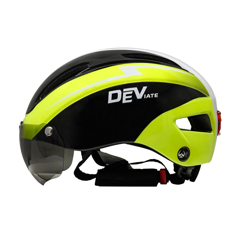 Bicycle Helmet With Goggles And Taillight