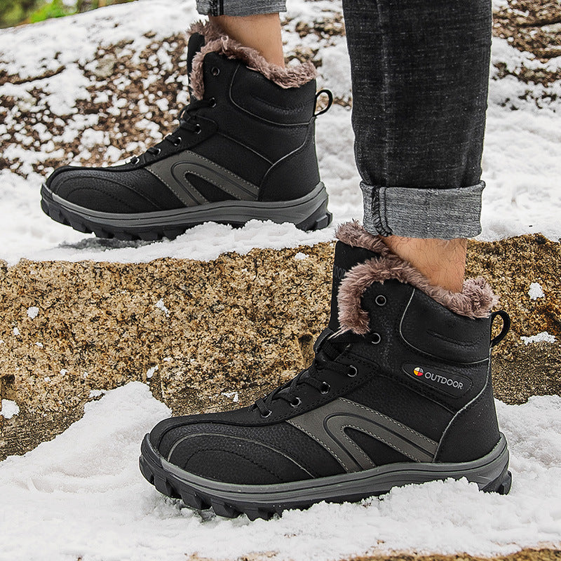 Warm Velvet-Lined Winter Hiking Boots Plus Size