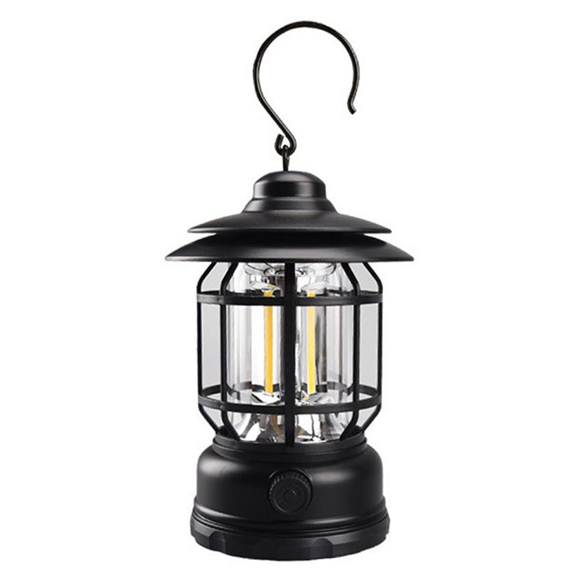 Vintage Rechargeable Rotating Camping Lantern for Ambient Lighting