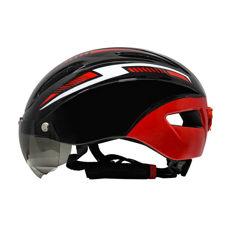 Bicycle Helmet With Goggles And Taillight