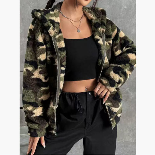 Women’s Casual Camouflage Hooded Jacket