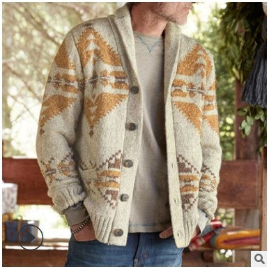 Men’s Camouflage Lapel Sweater Jacket for Casual Style