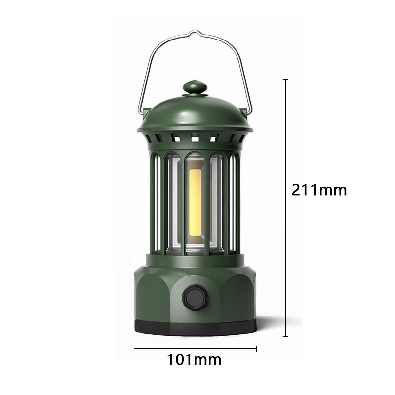 Retro COB Portable Camping Lantern for Tent and Outdoor Use