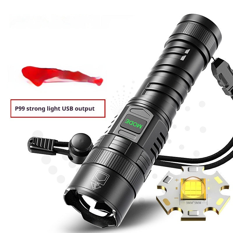 USB Rechargeable Zoom Camping Flashlight with Digital Display