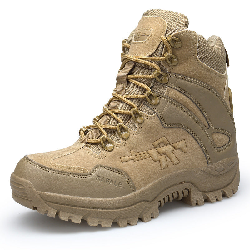 Men’s Sand Color High-Top Hiking Boots for Outdoors