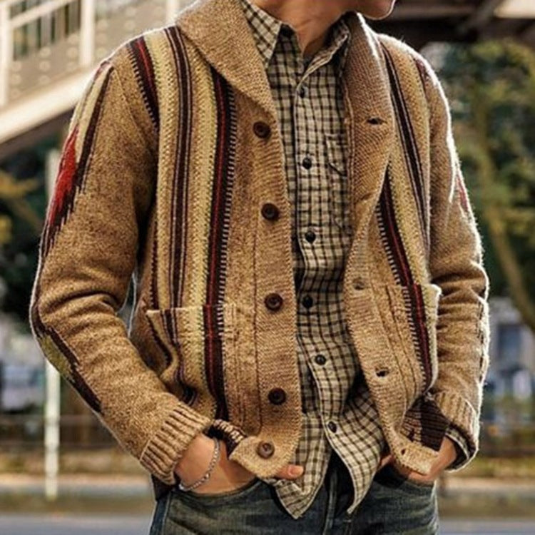 Men’s Camouflage Lapel Sweater Jacket for Casual Style
