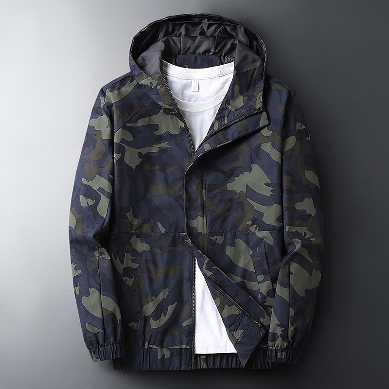 Men’s Casual Hooded Camouflage Print Jacket