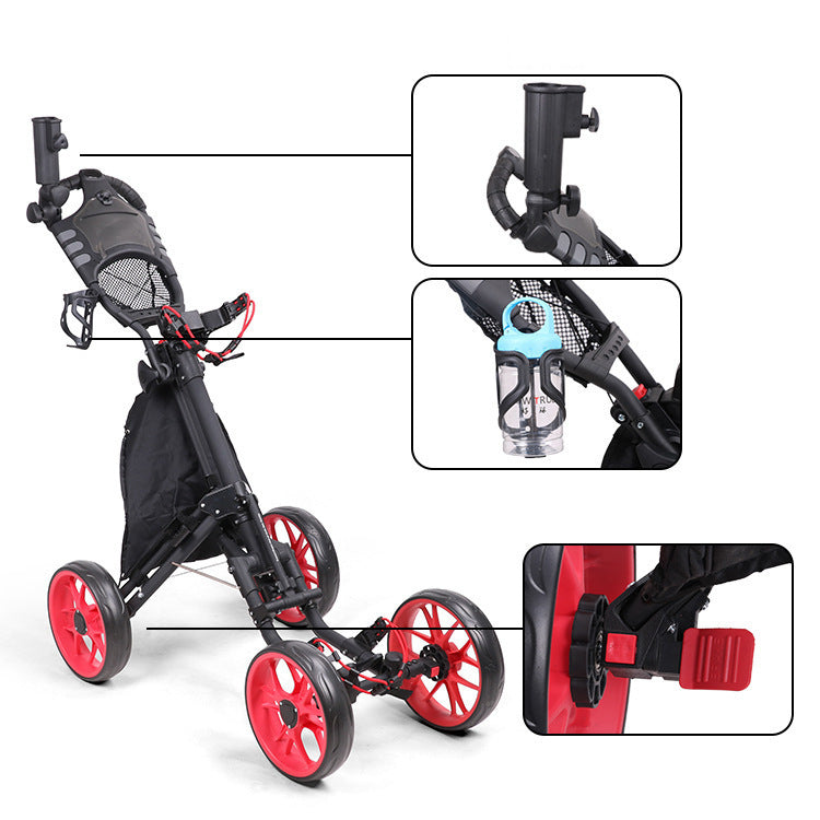 Foldable 4-Wheel Golf Push Trolley