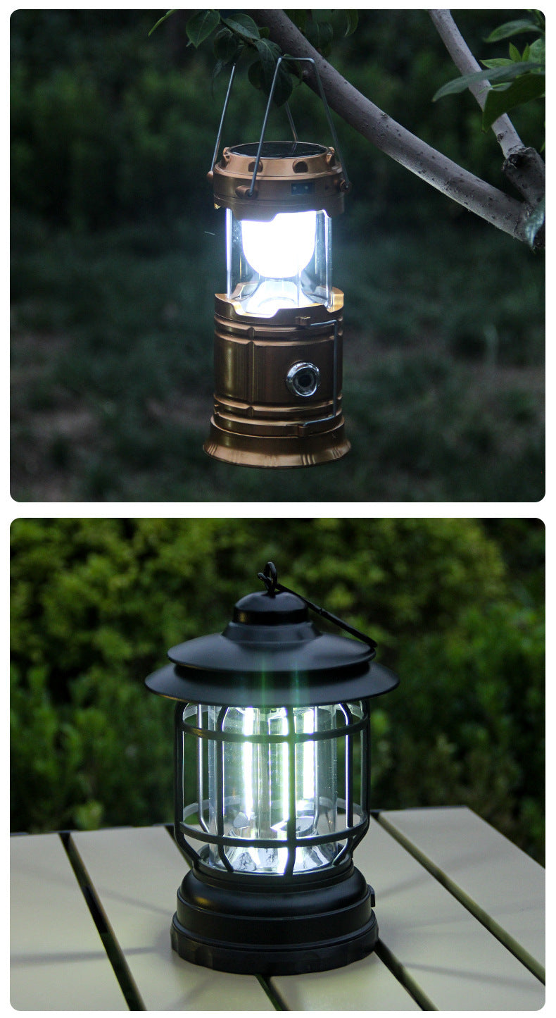 Vintage Rechargeable Rotating Camping Lantern for Ambient Lighting