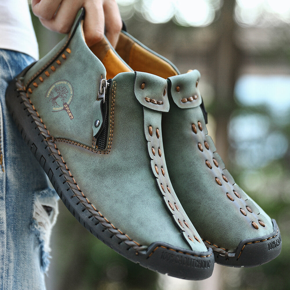Men’s Zipper Ankle Hiking Boots for Outdoor Comfort