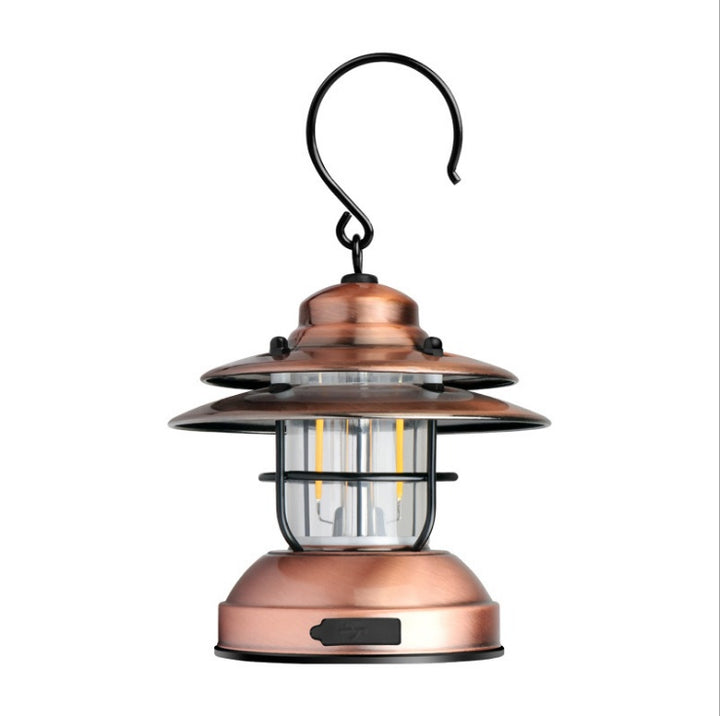 Retro USB Rechargeable Camping Lantern for Outdoor Use