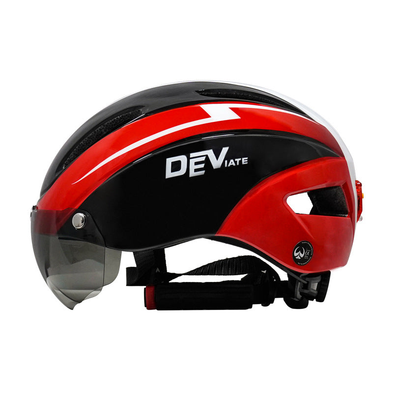 Bicycle Helmet With Goggles And Taillight