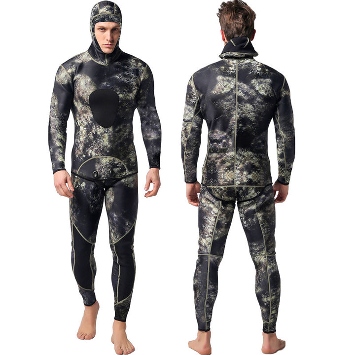 3MM Camouflage Neoprene Two Piece Wetsuit With Ho