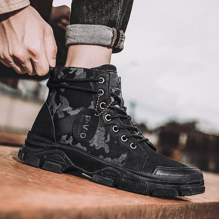 Retro Canvas High-Top Hiking Boots for Outdoors