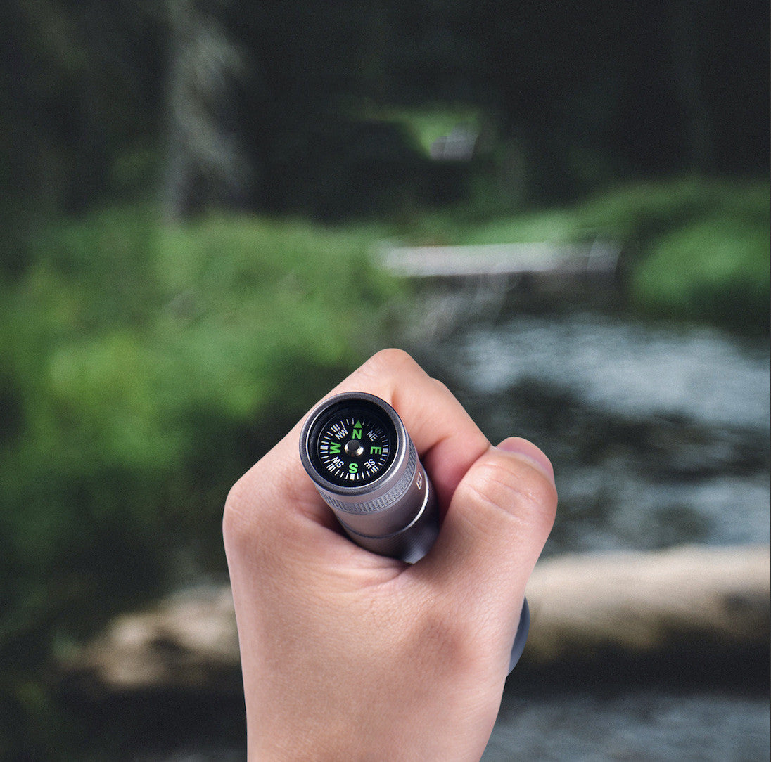 Long-Range Waterproof USB Rechargeable Camping Flashlight with Compass