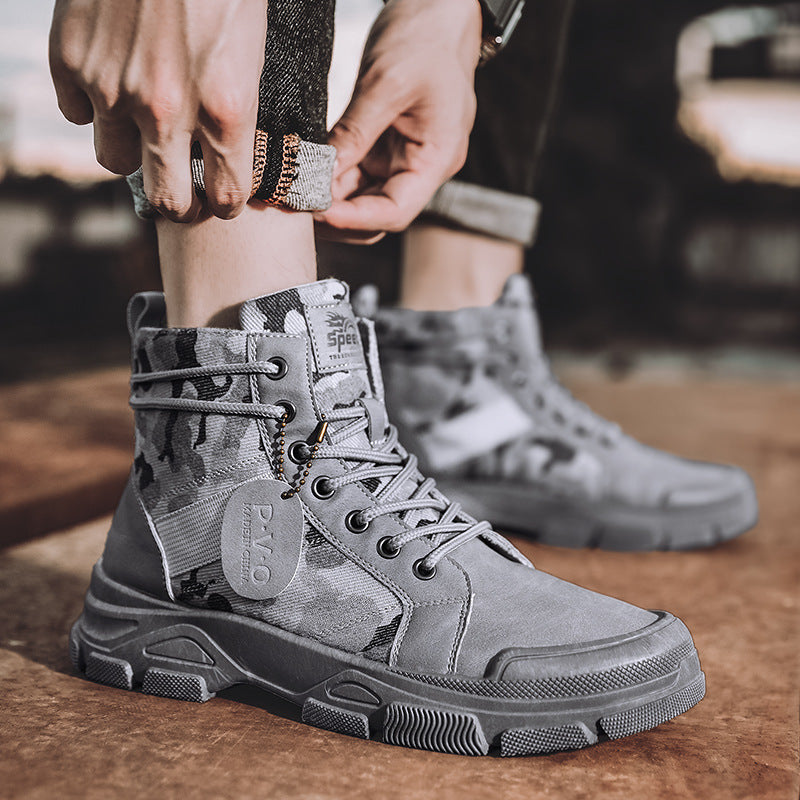 Retro Canvas High-Top Hiking Boots for Outdoors