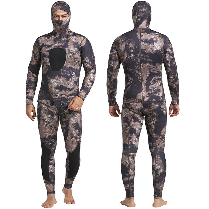 3MM Camouflage Neoprene Two Piece Wetsuit With Ho